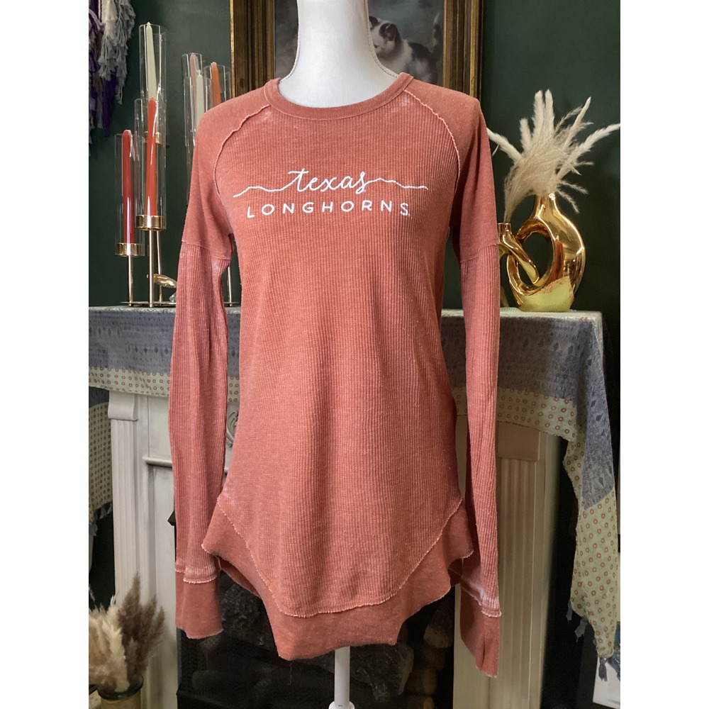Three Square Texas Longhorns Waffle Knit Thermal Top Burnt Orange XL Womens